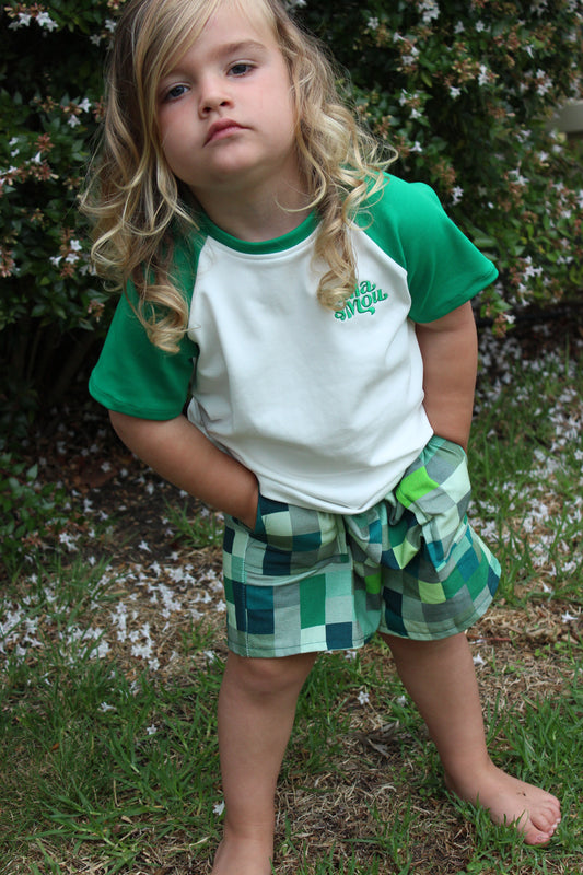 Groovy Green Checkered Shorts