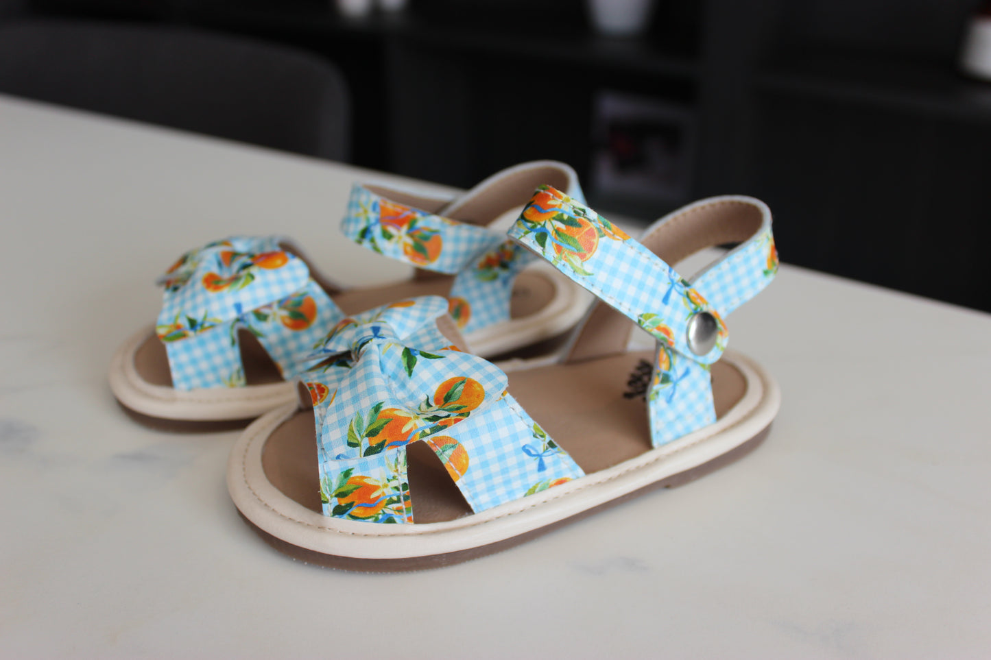 Sweetest Little Orange Leather Sandals