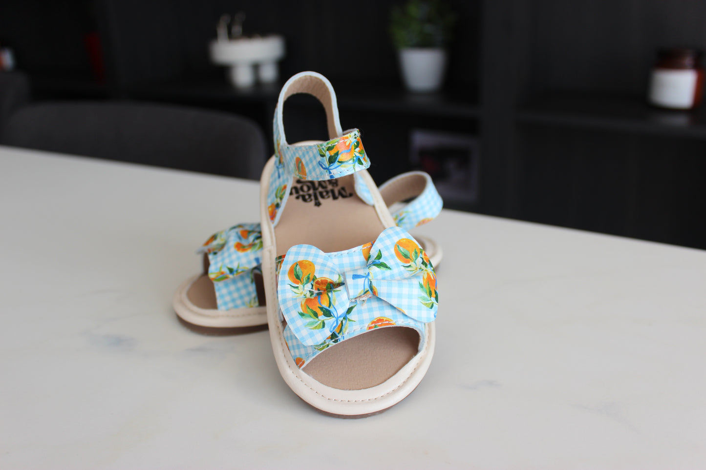 Sweetest Little Orange Leather Sandals