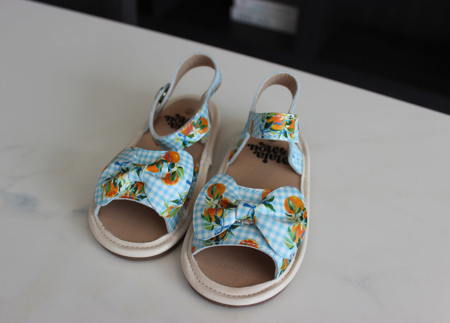 Sweetest Little Orange Leather Sandals