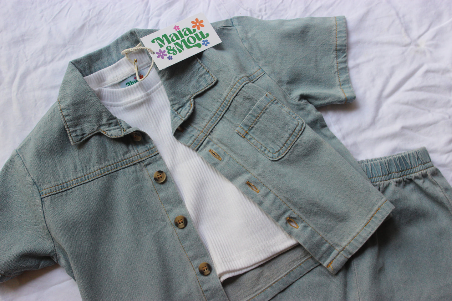 Denim Shirt & Short Set