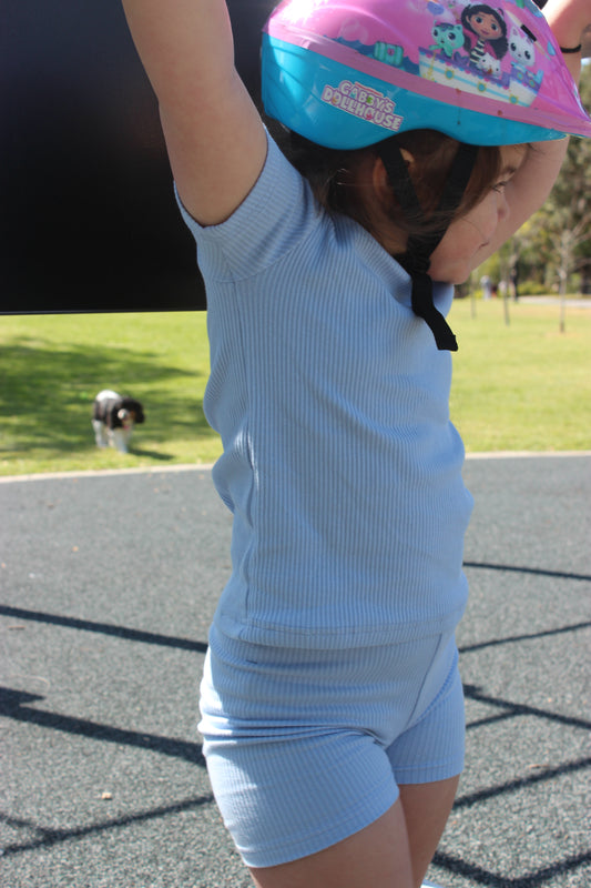 Maia & Mou Basics - Light Blue Ribbed Shorts