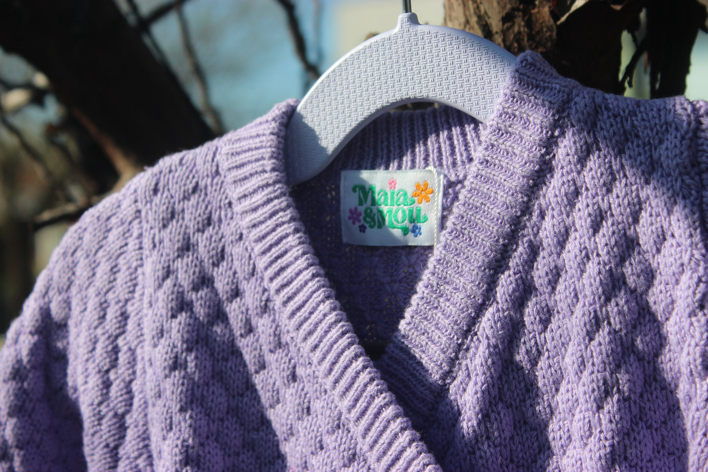 Purple Knitted Cotton Baby Onesie