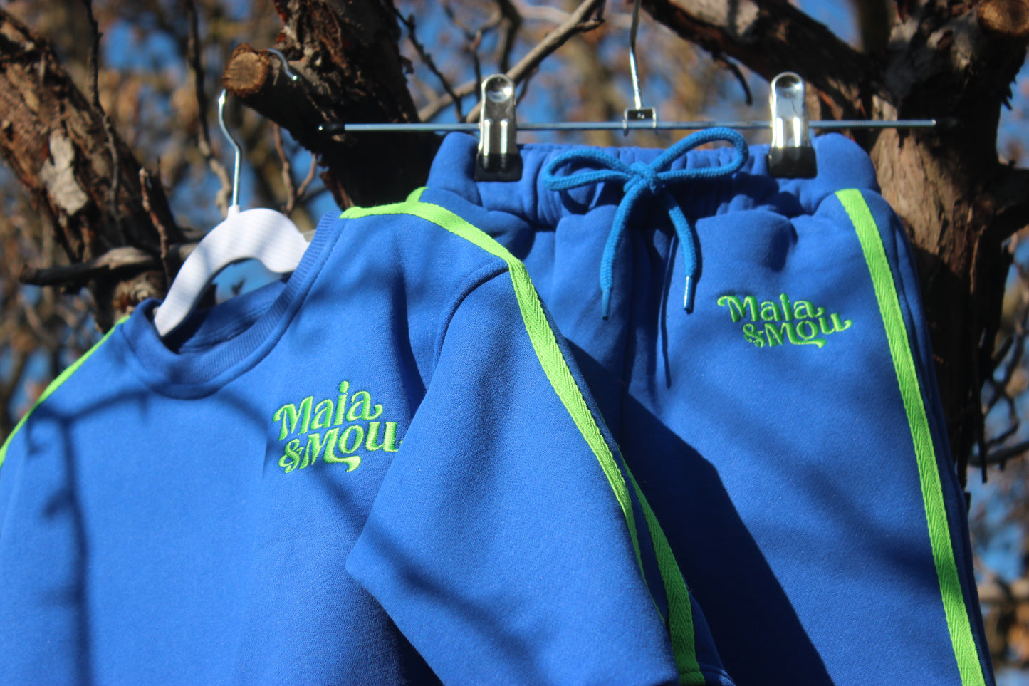 Blue & Lime Trackie Set