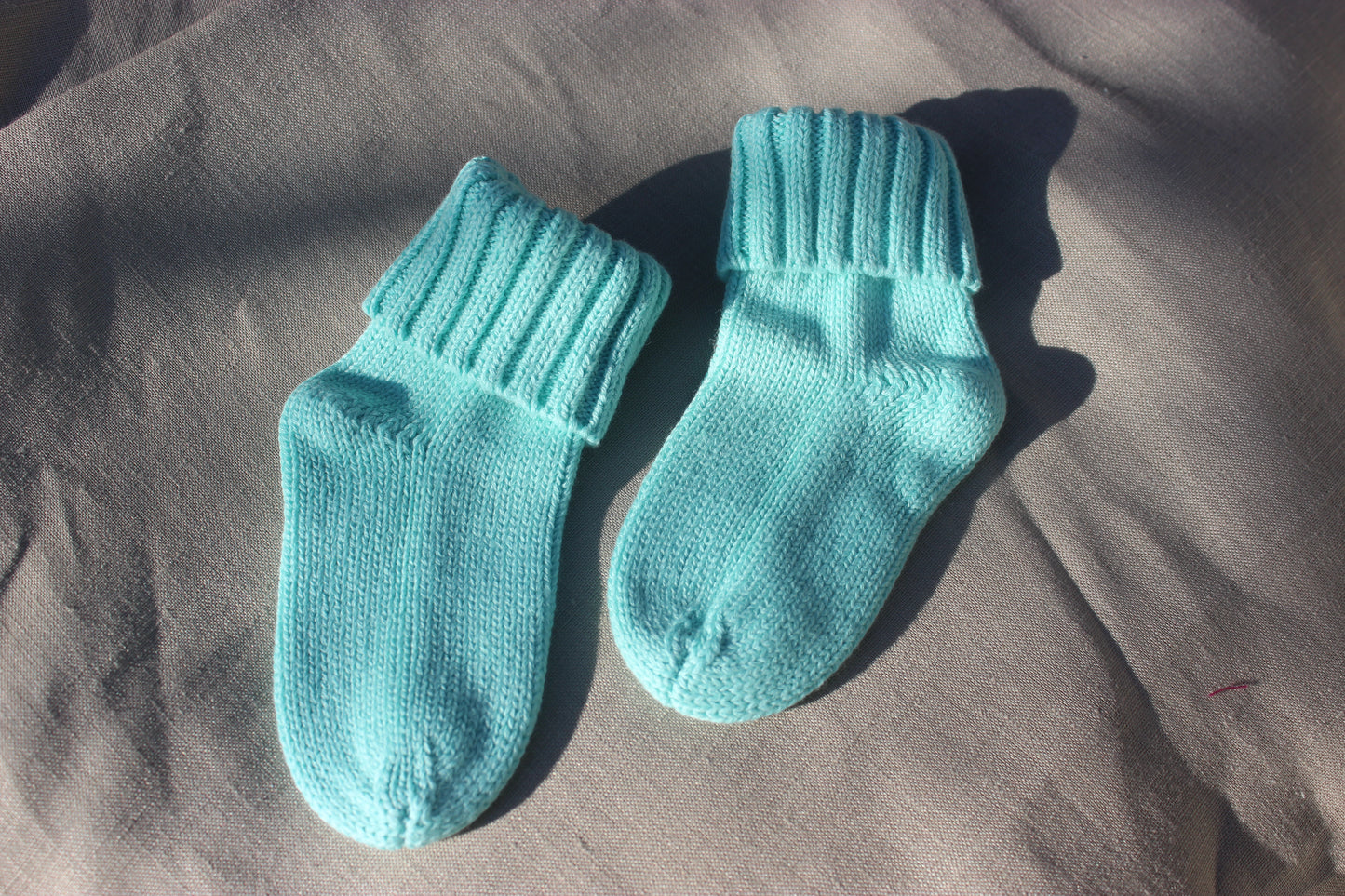 Mint Knitted Cotton Baby Socks