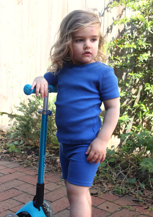 Maia & Mou Basics - Blue Ribbed Shorts