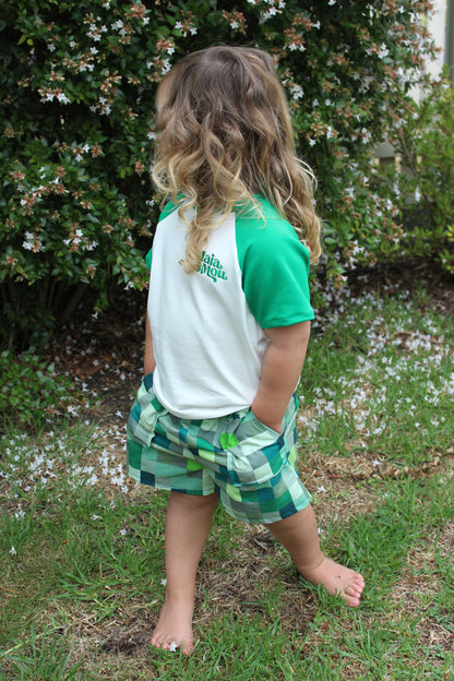 Groovy Green Checkered Shorts