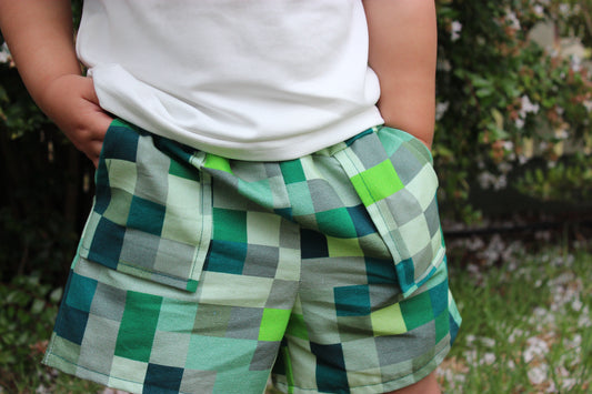 Groovy Green Checkered Shorts