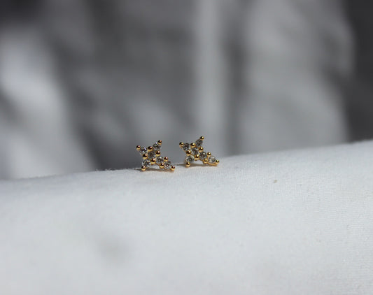 Gold & Silver Cross Stud Earrings