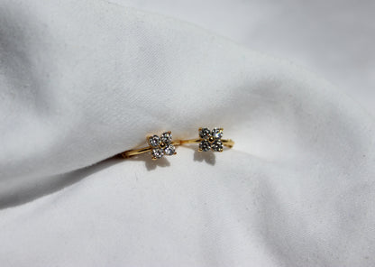 Cubic Zirconia Flower Huggy Earrings
