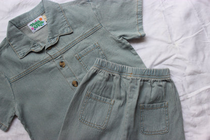 Denim Shirt & Short Set
