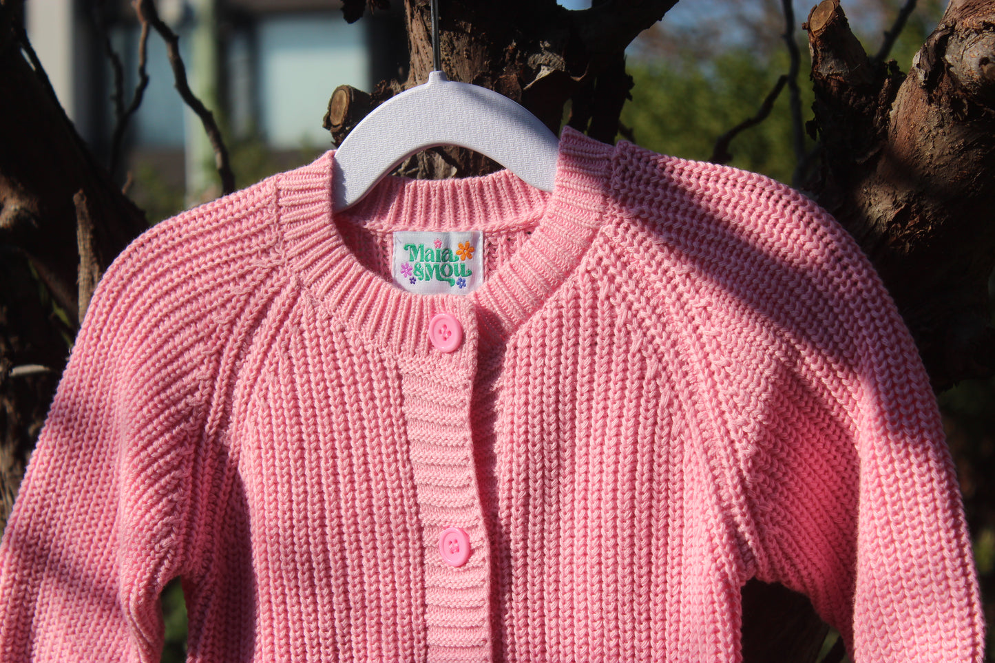 Pink Knitted Cotton Baby Onesie