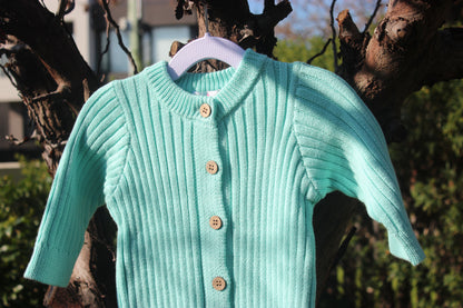 Mint Knitted Cotton Baby Onesie