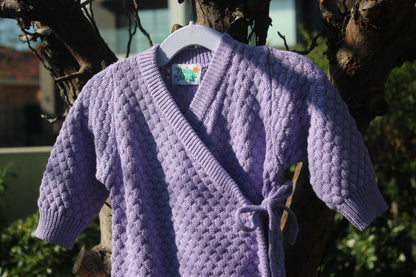 Purple Knitted Cotton Baby Onesie