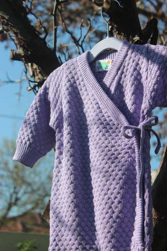 Purple Knitted Cotton Baby Onesie