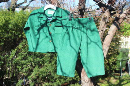 Emerald Green Cord Shacket & Pants Set