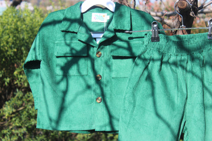 Emerald Green Cord Shacket & Pants Set