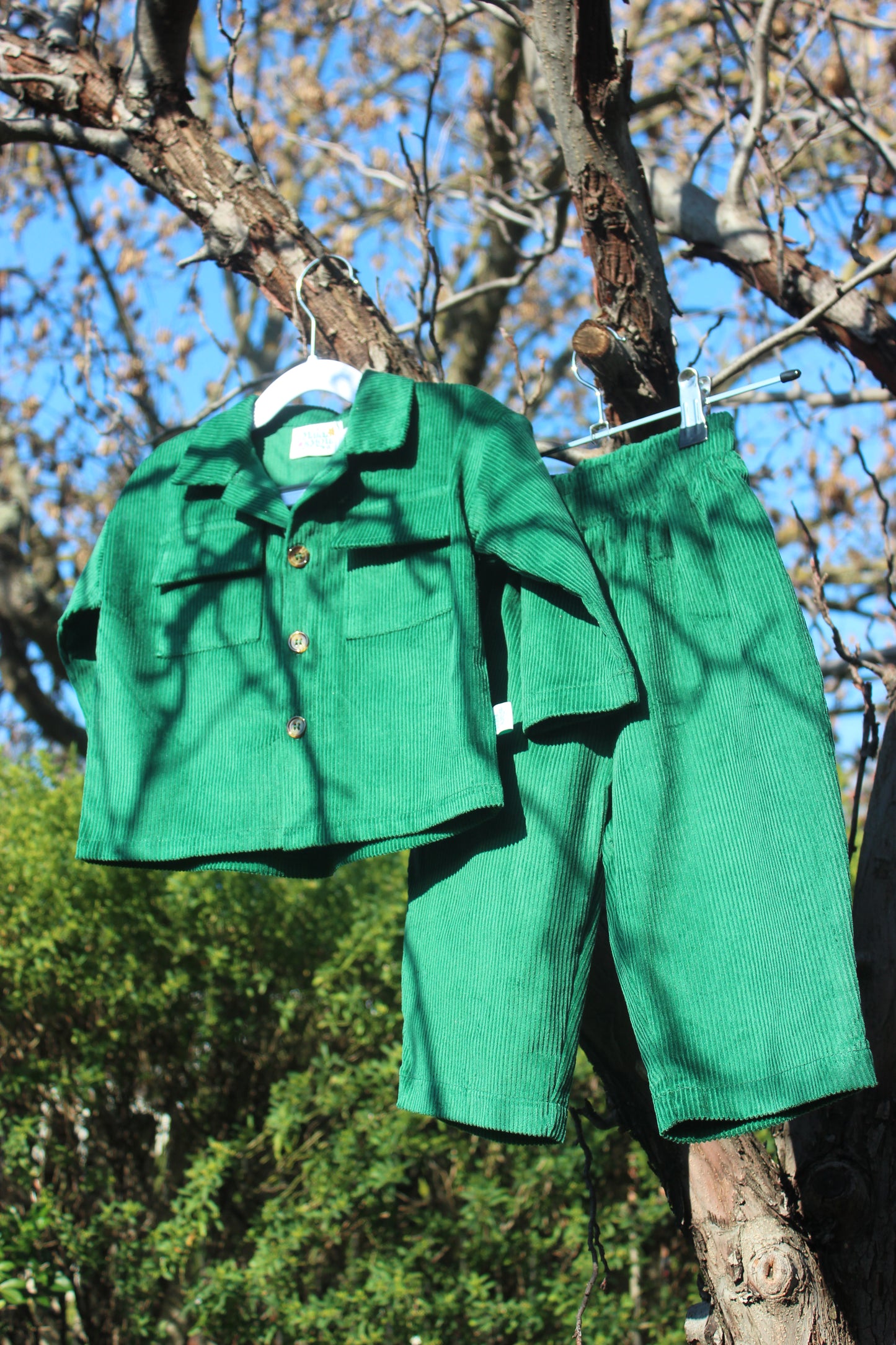 Emerald Green Cord Shacket & Pants Set
