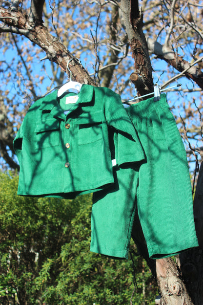 Emerald Green Cord Shacket & Pants Set