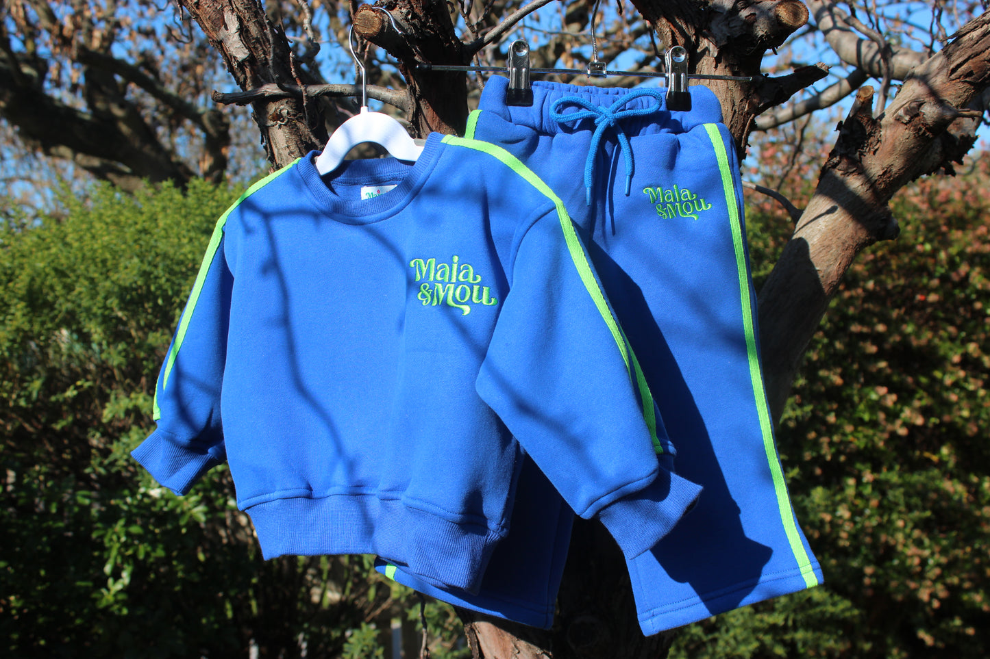 Blue & Lime Trackie Set