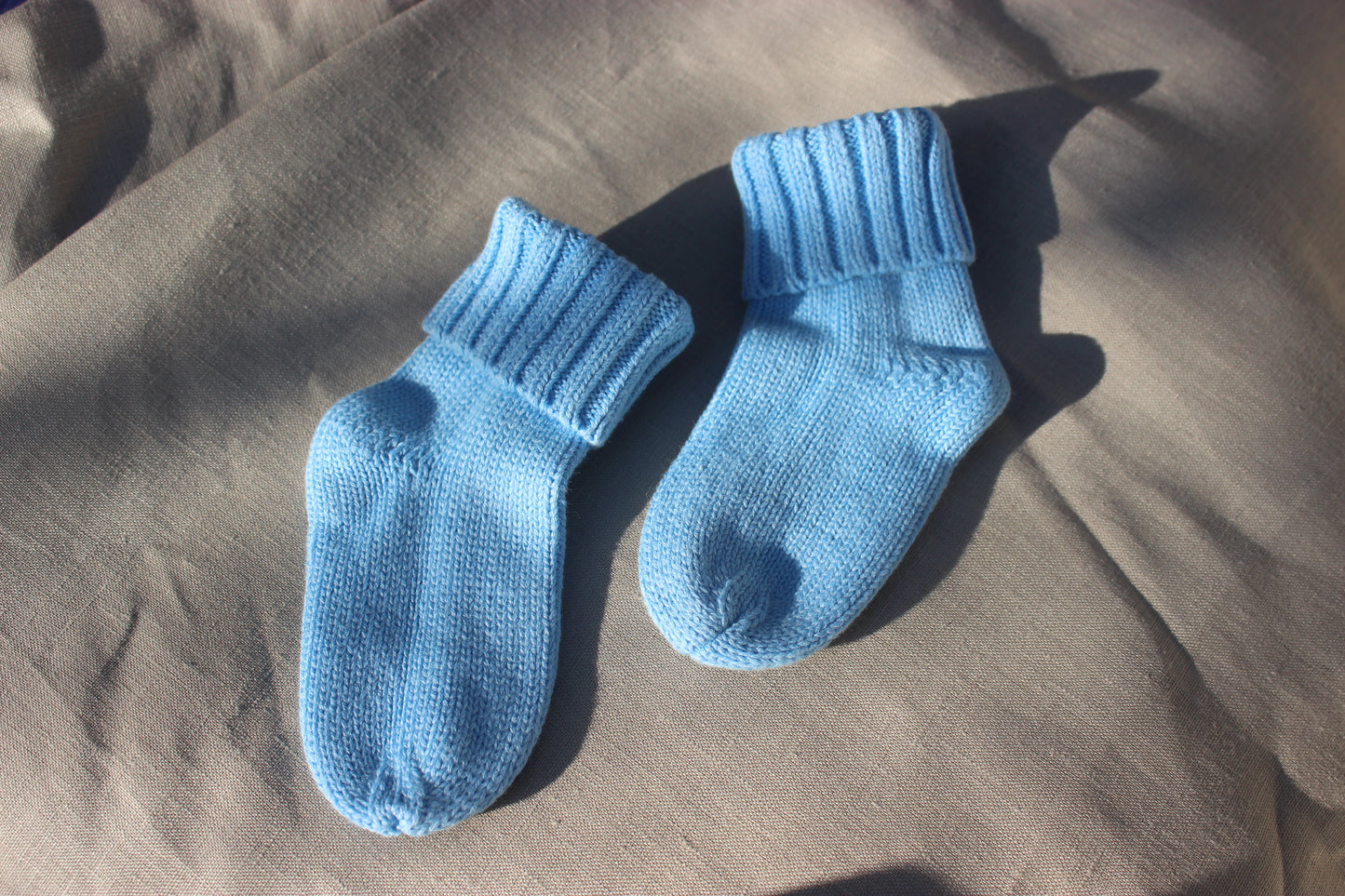 Blue Knitted Cotton Baby Socks