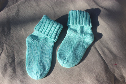 Mint Knitted Cotton Baby Socks
