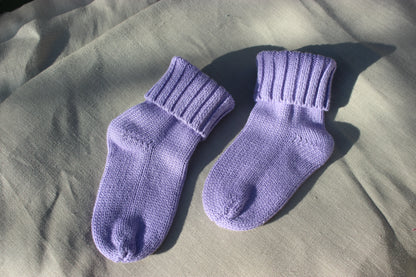 Purple Knitted Cotton Baby Socks