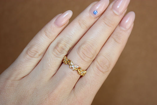 Adjustable Cubic Zirconia Butterfly Ring