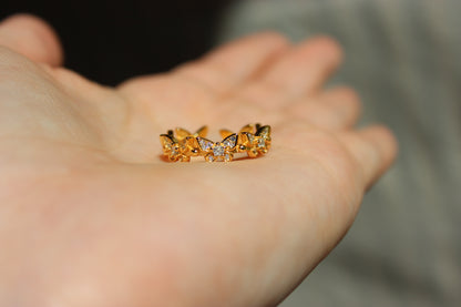 Adjustable Cubic Zirconia Butterfly Ring