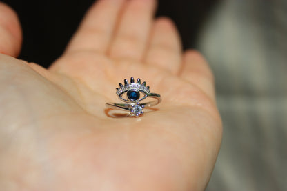 Adjustable Evil Eye Ring - Gold & Silver