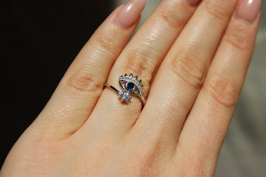 Adjustable Evil Eye Ring - Gold & Silver