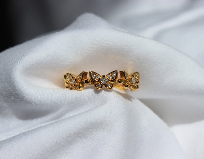 Adjustable Cubic Zirconia Butterfly Ring
