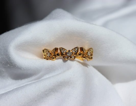 Adjustable Cubic Zirconia Butterfly Ring
