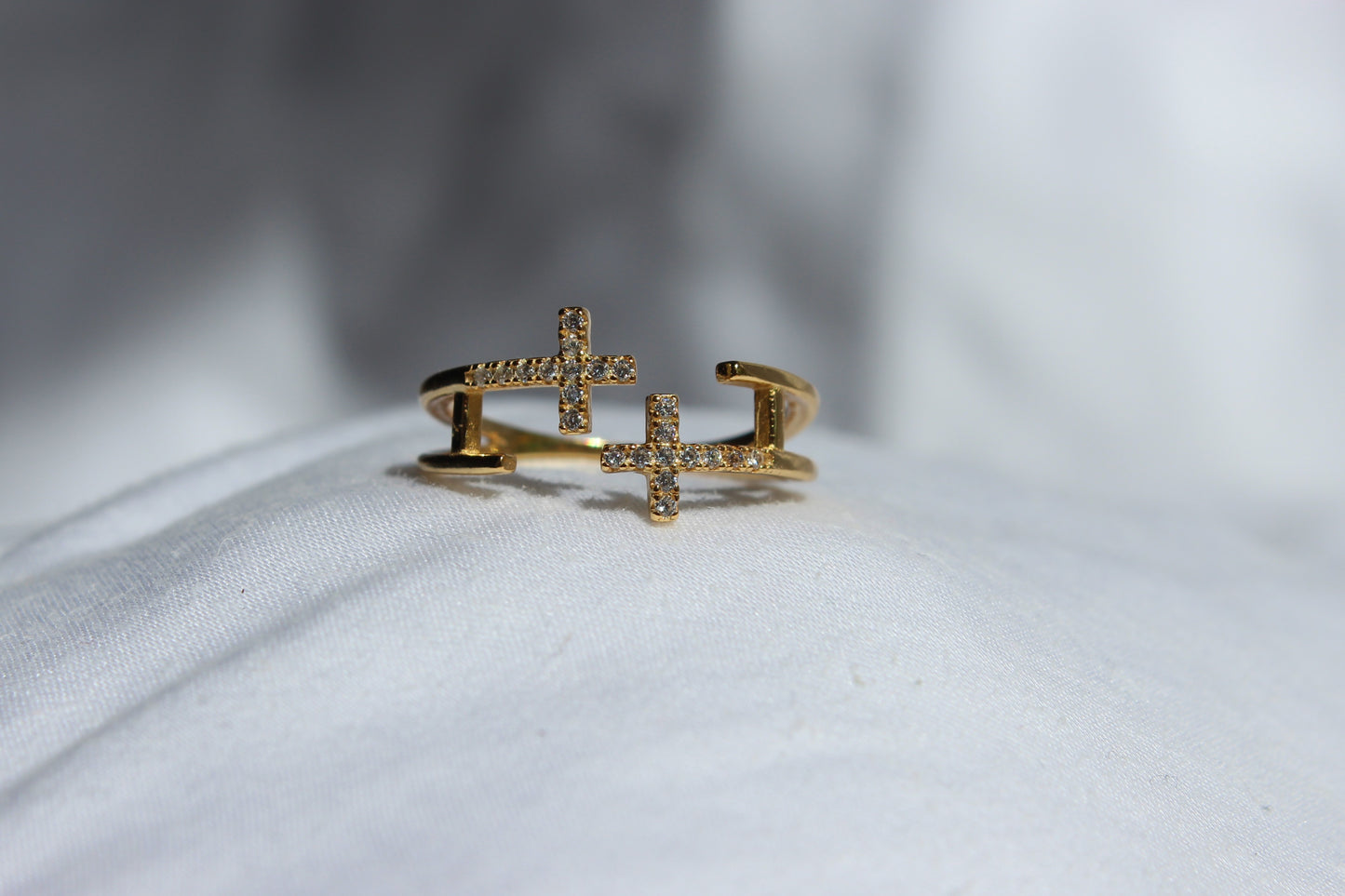 Adjustable Cross Ring - Gold & Silver