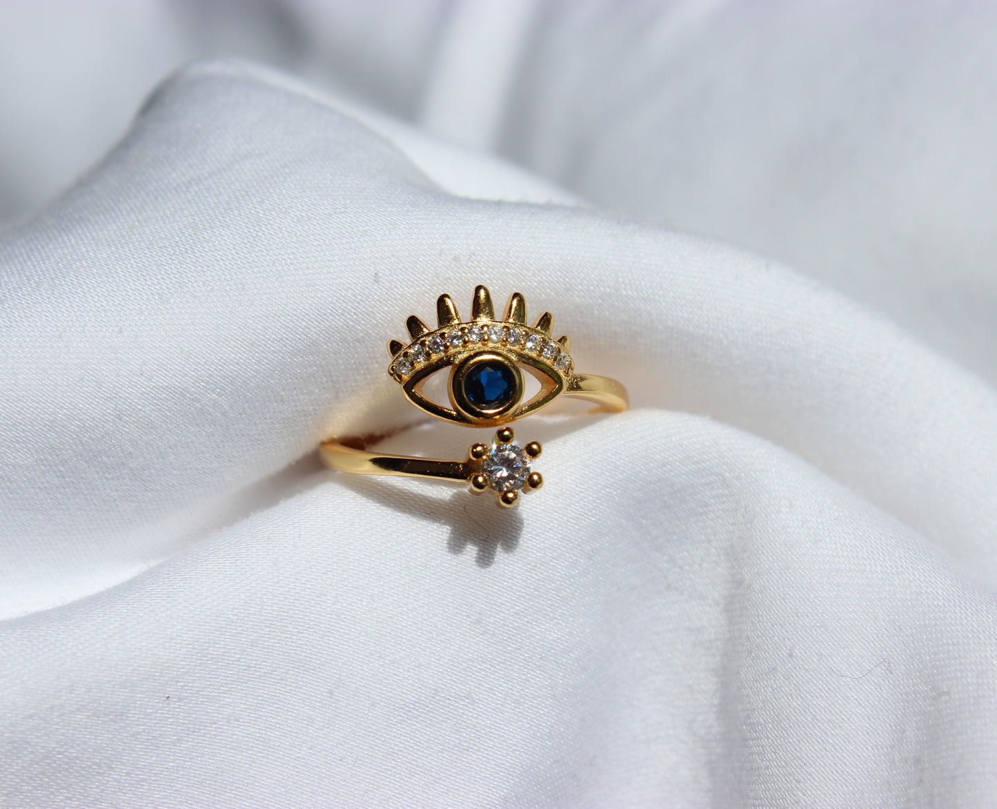 Adjustable Evil Eye Ring - Gold & Silver