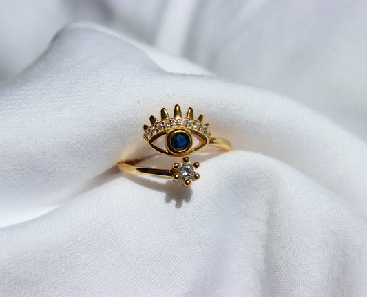 Adjustable Evil Eye Ring - Gold & Silver