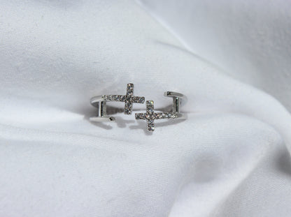 Adjustable Cross Ring - Gold & Silver