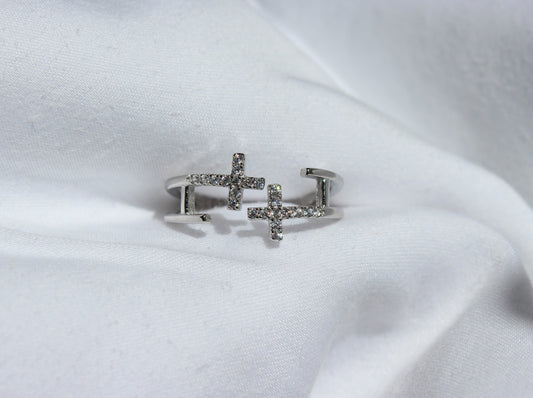Adjustable Cross Ring - Gold & Silver