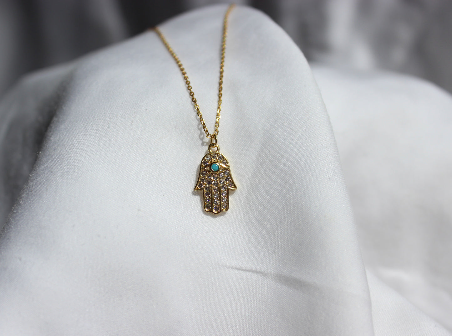 Cubic Zirconia Hamsa Necklace