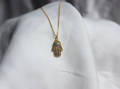 Cubic Zirconia Hamsa Necklace