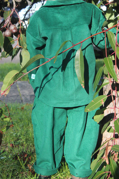 Emerald Green Cord Shacket & Pants Set