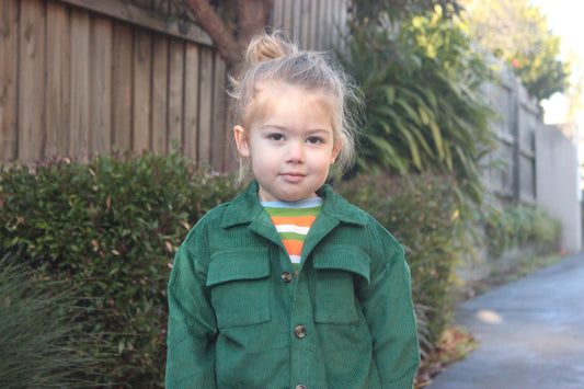 Emerald Green Cord Shacket & Pants Set