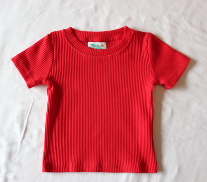 Maia & Mou Basics - Red Ribbed Tee