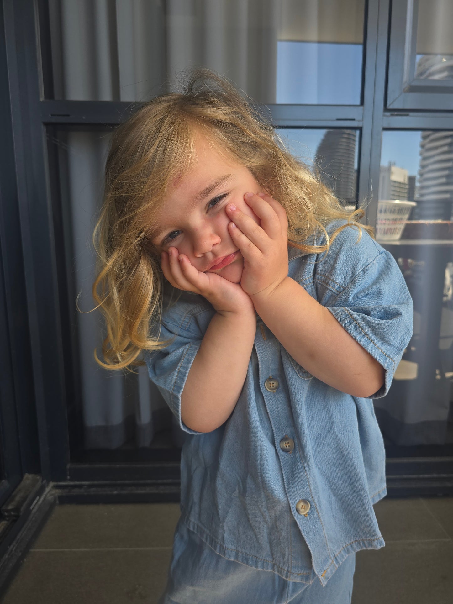 Denim Shirt & Short Set