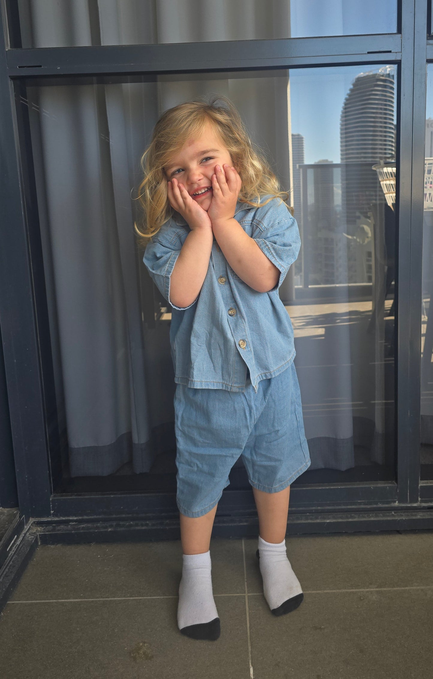 Denim Shirt & Short Set