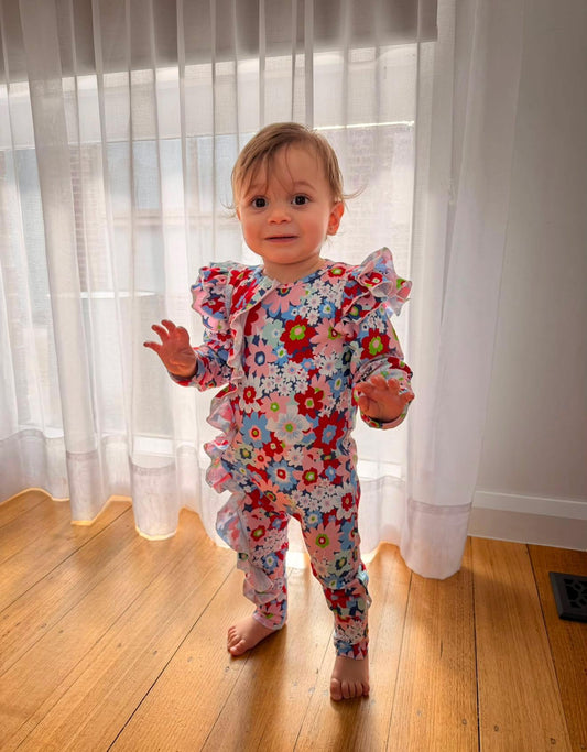 Tea Party Floral Baby Onesie