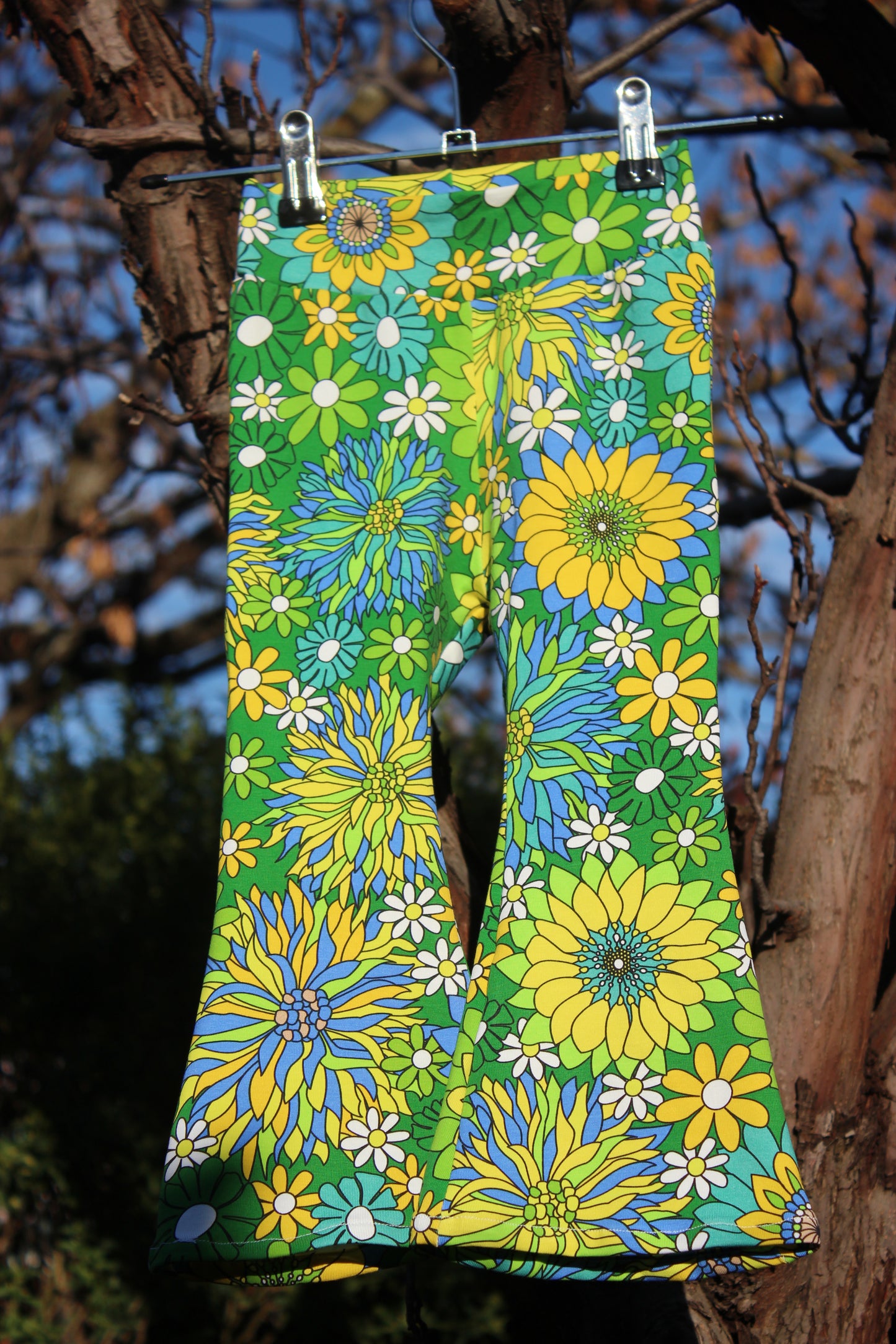 Vintage Green Floral Flares
