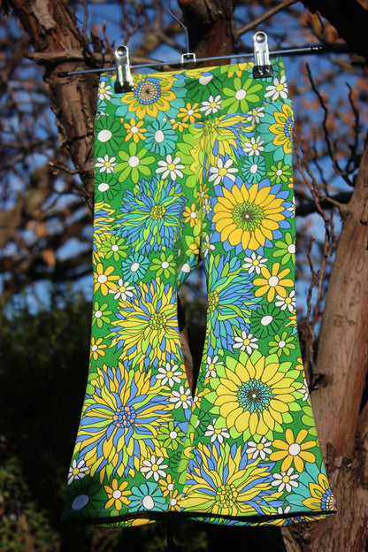 Vintage Green Floral Flares