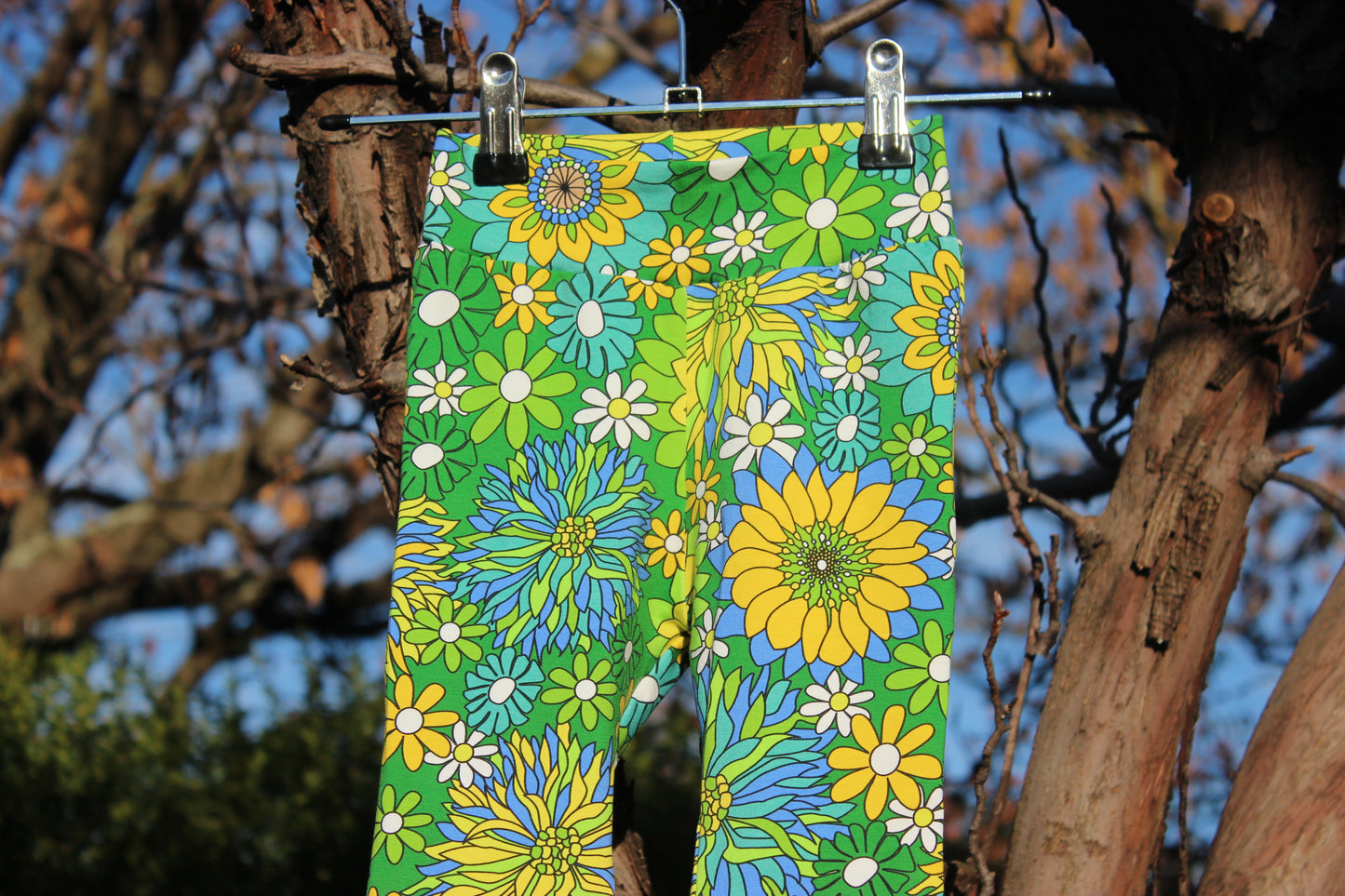 Vintage Green Floral Flares