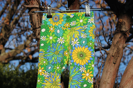 Vintage Green Floral Flares